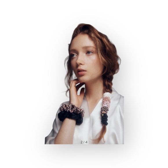 new Slip 𖦹 Bombshell Skinny Silk 2 Scrunchie Set 𖦹 Rose Gold Leopard 𖦹 Gift - Picture 15 of 16